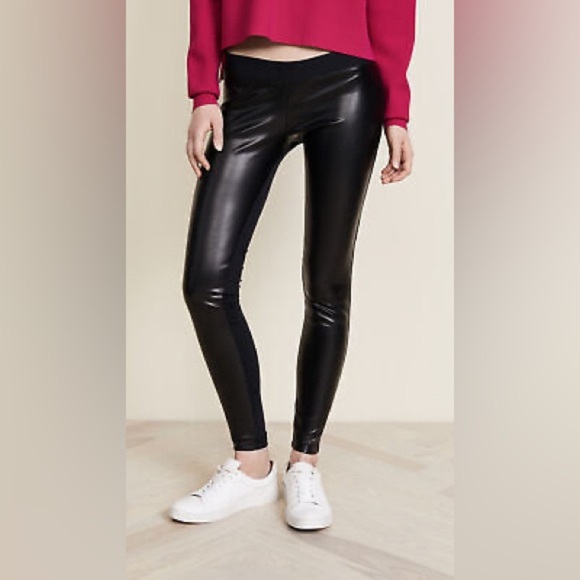 Hatch Black Faux Leather Maternity Leggings size Large - Picture 1 of 4